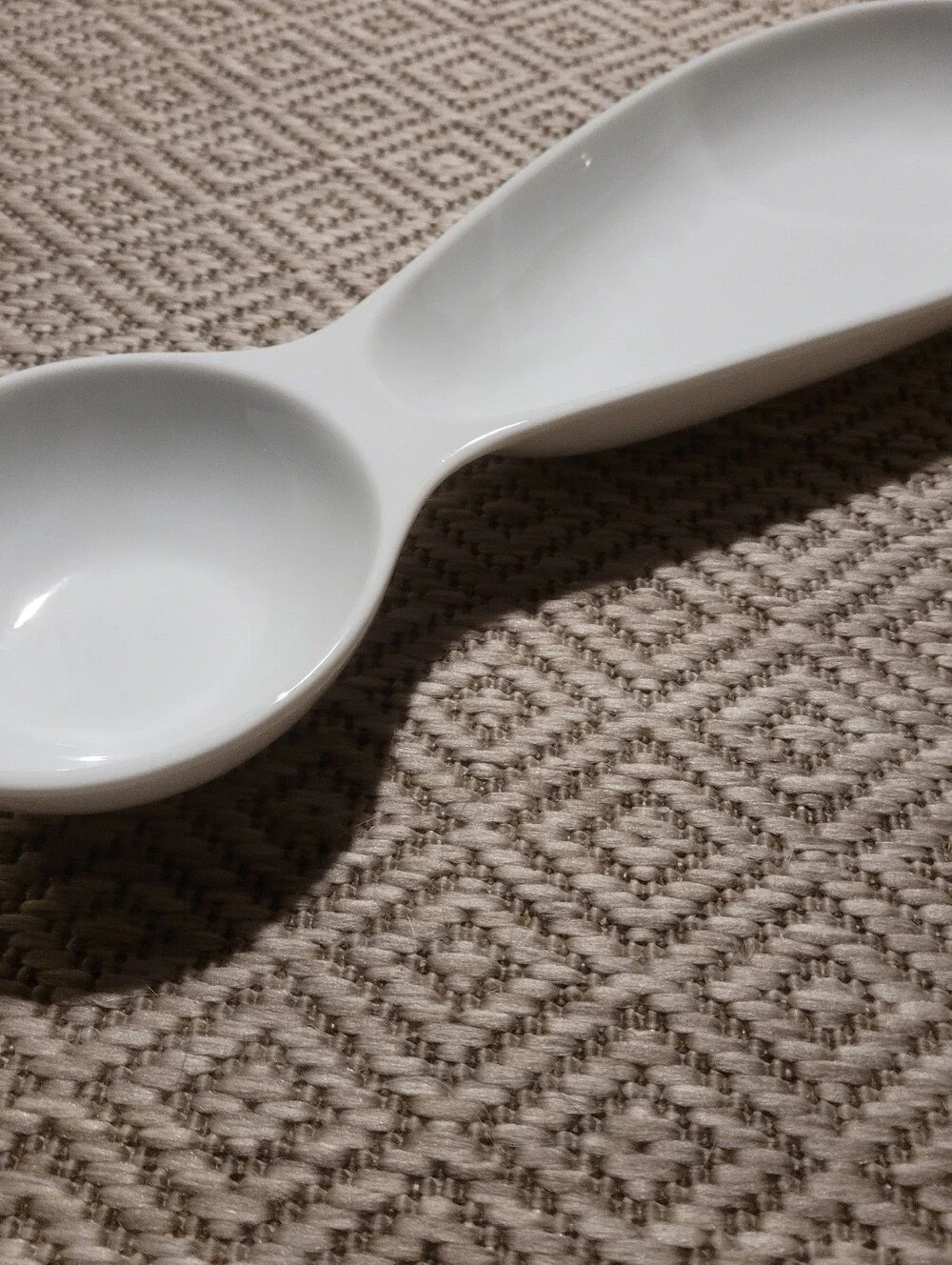 Vintage Crate & Barrel White Porcelain Double Spoon Rest / Utensil Holder